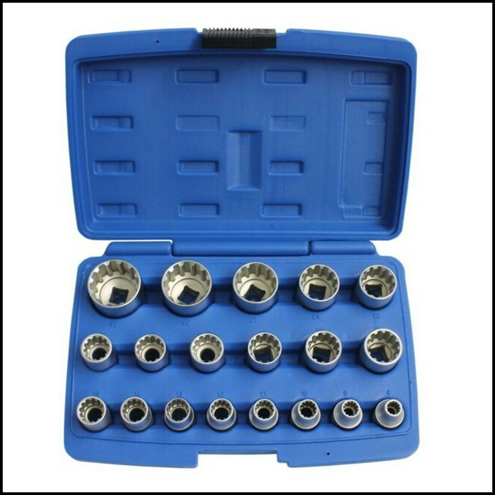 A. SET 19 PEZZI BUSSOLE POLIGONALI XZN FEMMINE 8-32mm BIBA-RICAMBI