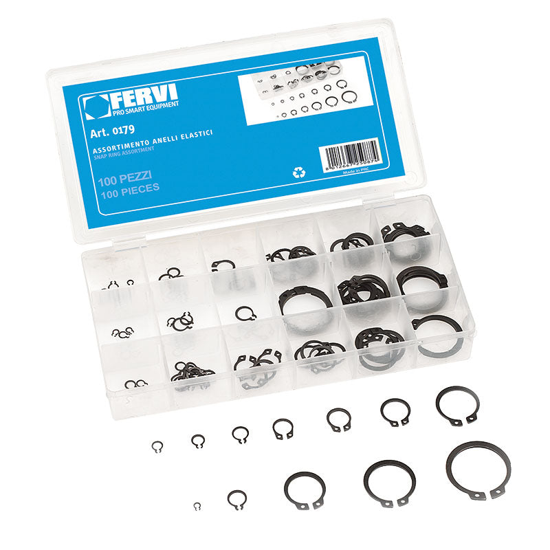 Assortimento Anelli Elastici In Acciaio Marca Fervi Art.0179 BIBA-RICAMBI