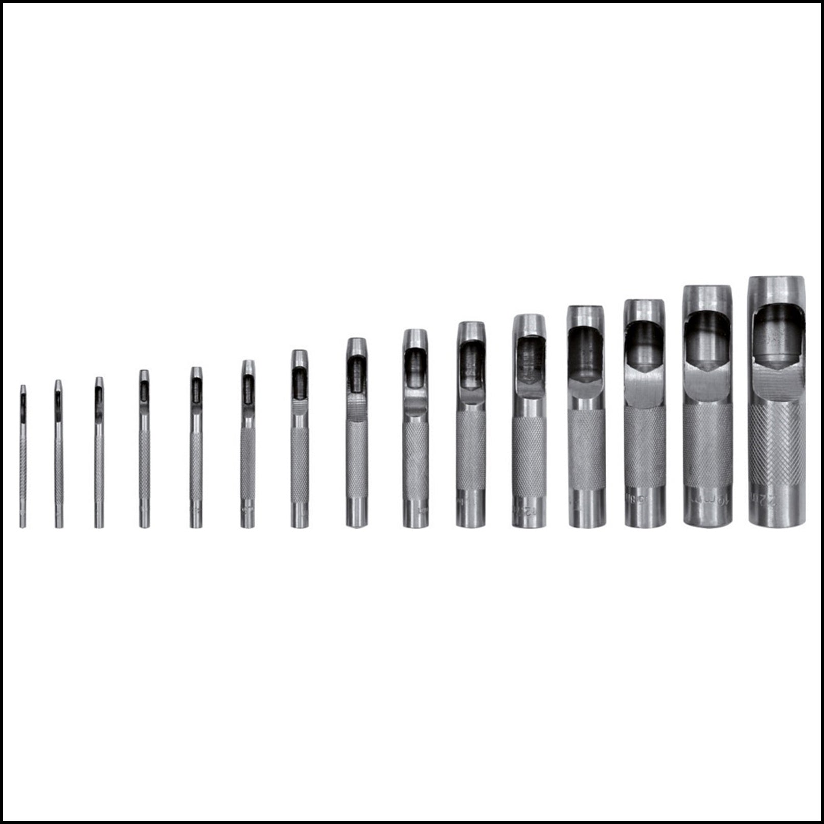 SERIE 15 PEZZI FUSTELLE USO PROFESIONALE DIAM 2-22MM BIBA-RICAMBI