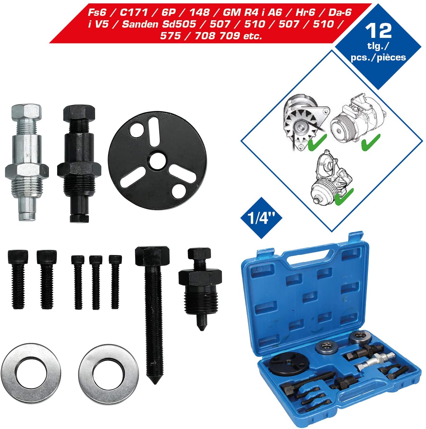 B. Set di estrattori per pulegge, 11 pezzi, valigetta blu BRILLIANT TOOLS BT611000 BIBA-RICAMBI