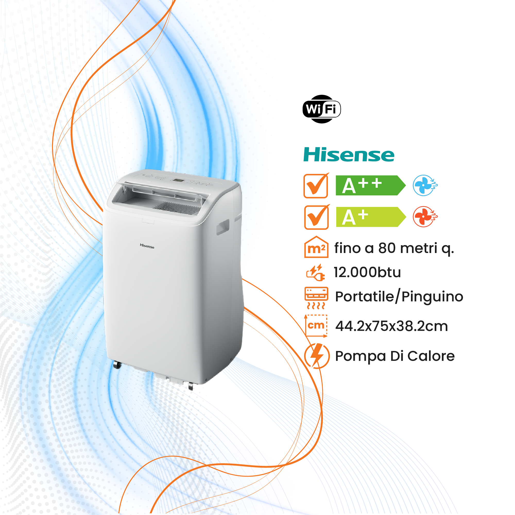Climatizzatore Hisense Portatile Trattamento Aria/Acqua R-290