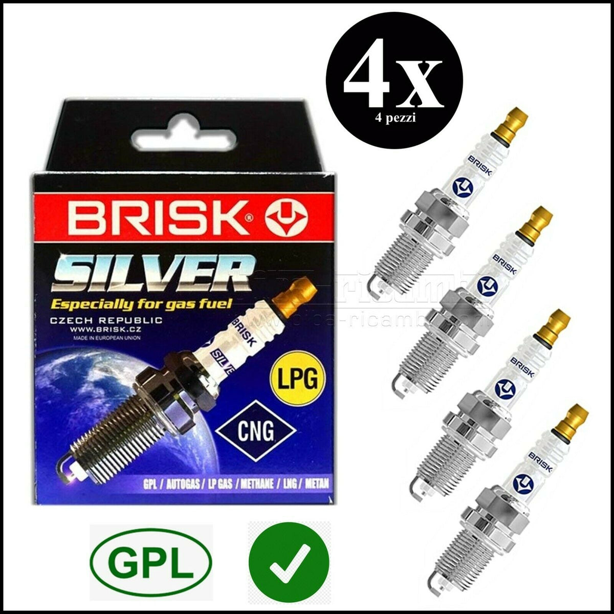 Kit 4 Candele Specifiche Gpl | Metano Adattabile Ford Courier (PH) dal 2004-2006 BIBA-RICAMBI