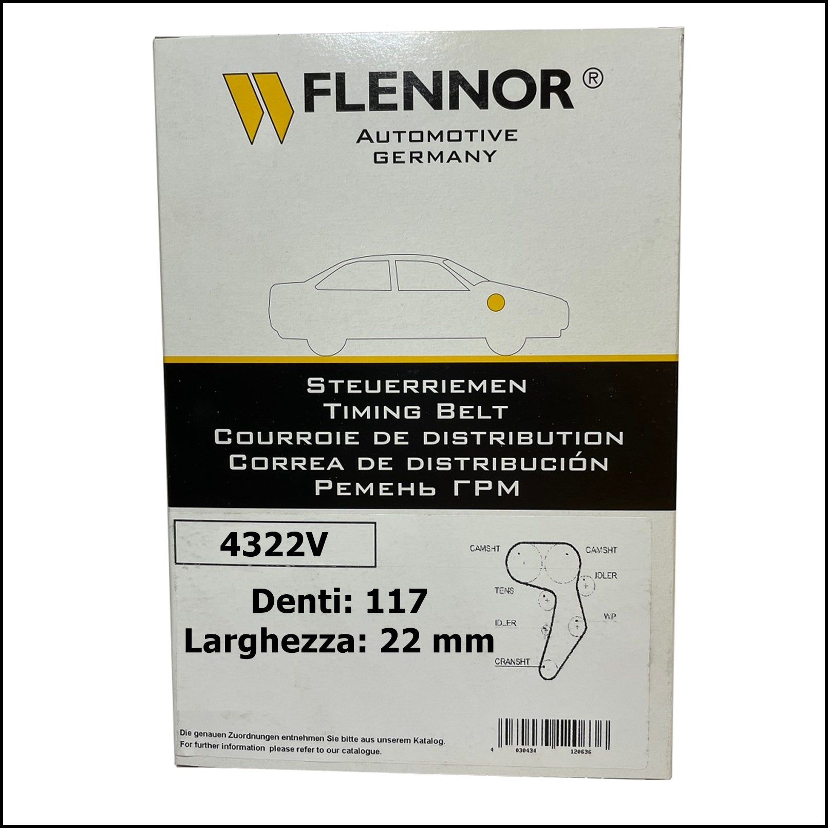 4322V Flennor Cinghia Distribuzione Volvo S40 | V50 | Ford Fiesta | Focus | Fusion | Puma | Mazda 121 BIBA-RICAMBI