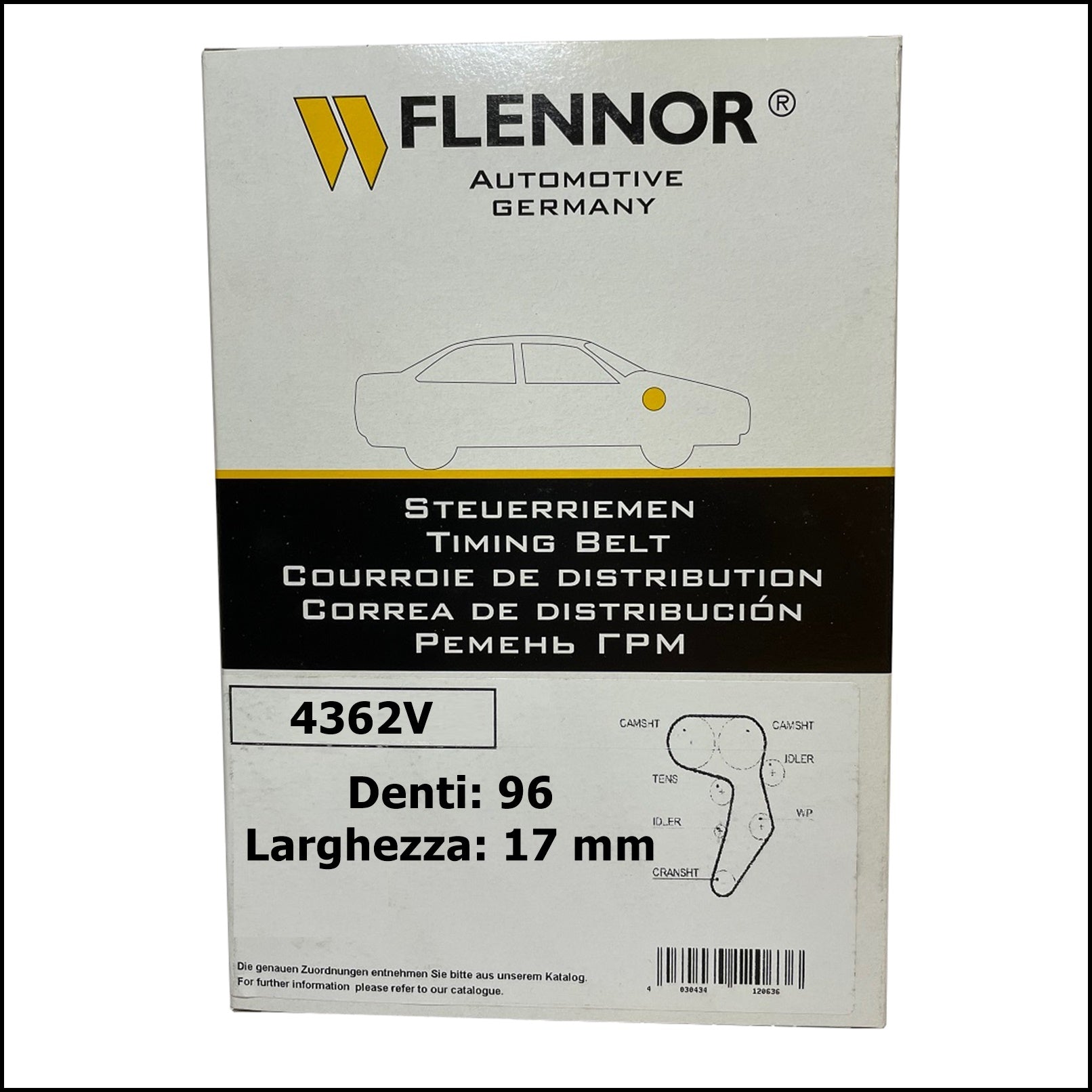 4362V Flennor Cinghia Distribuzione Dacia Logan | Sandero | Solenza | Renault Clio | Kangoo | Megane BIBA-RICAMBI