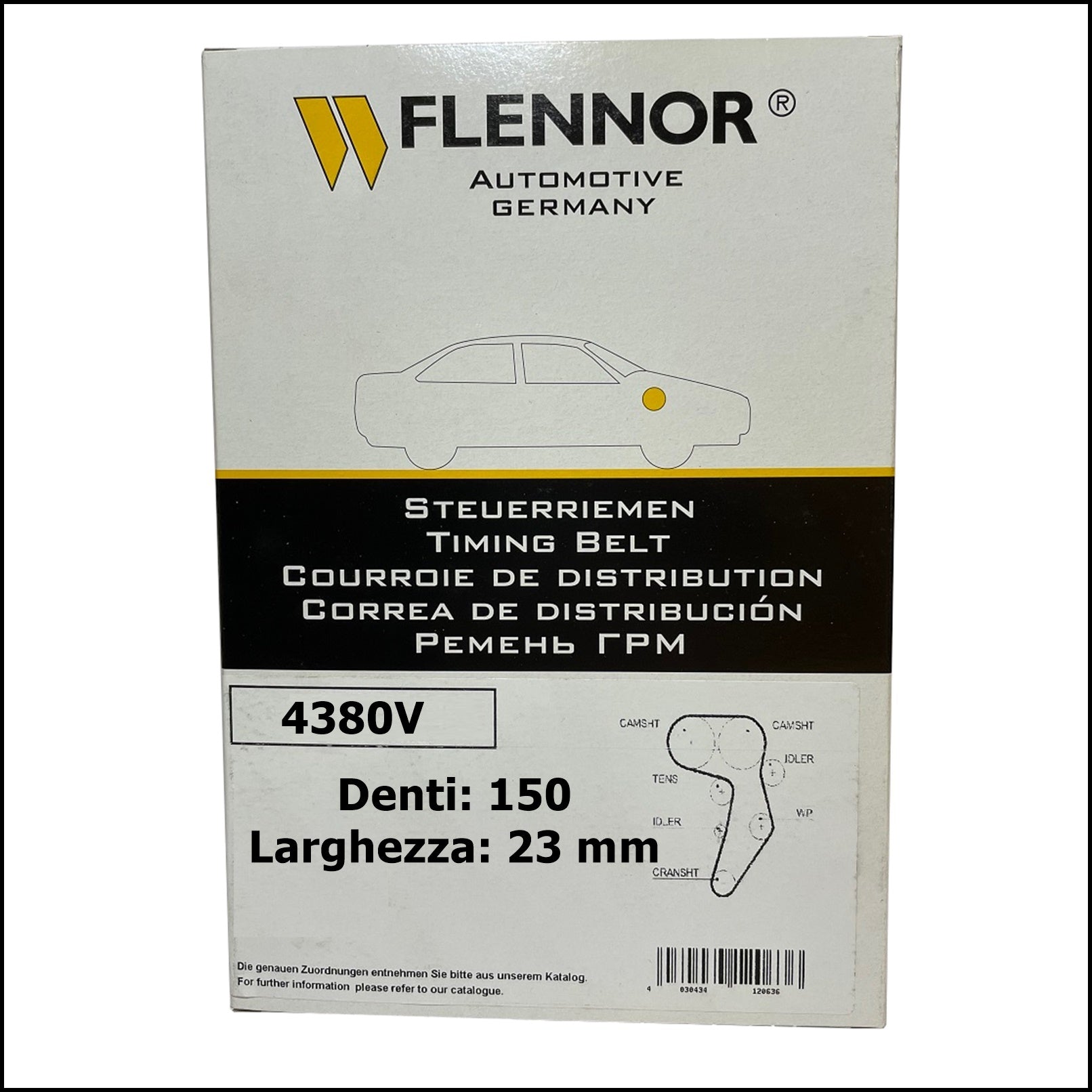 4380V Flennor Cinghia Distribuzione Audi A3 | A4 | A6 | TT | Seat Alhambra | Cordoba | Exeo | Ibiza | Leon | Toledo | Skoda Octavia | Superb | VW Bora | Golf IV | Passat BIBA-RICAMBI