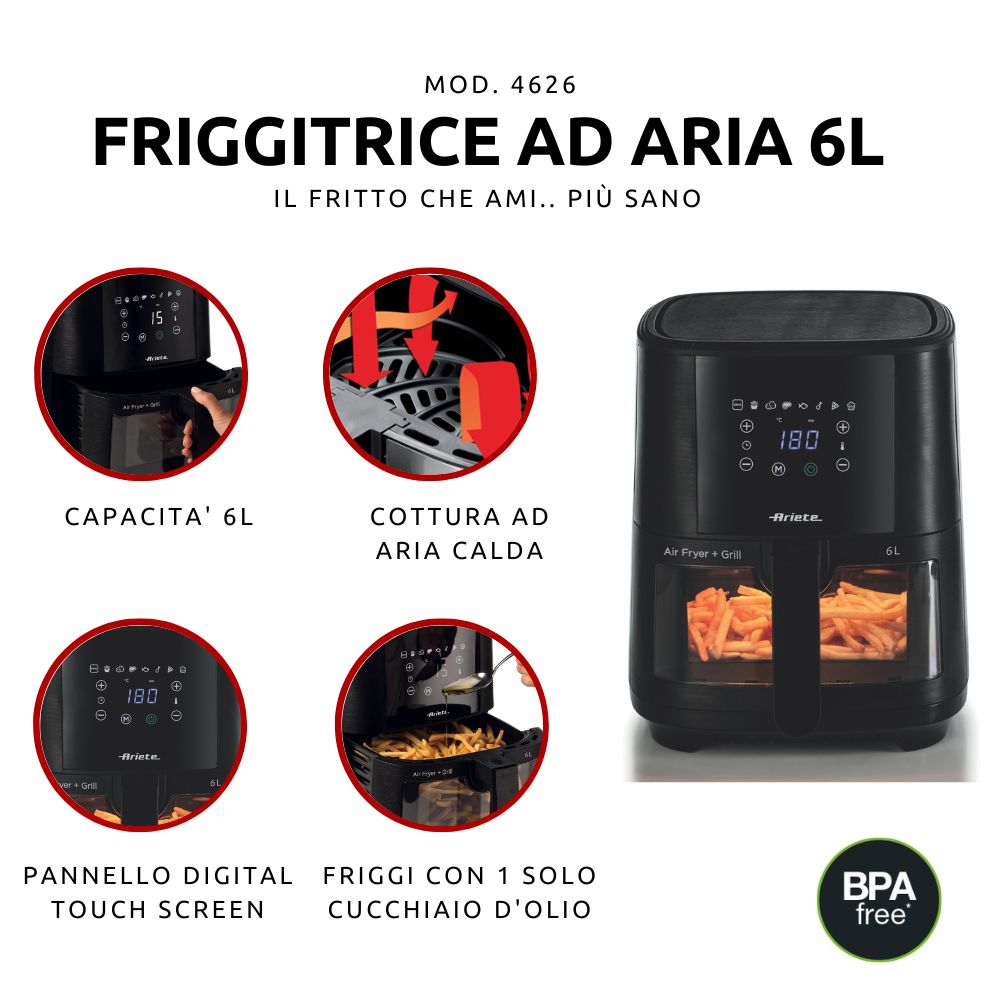 Friggitrice ad Aria 6L - BIBA-RICAMBI