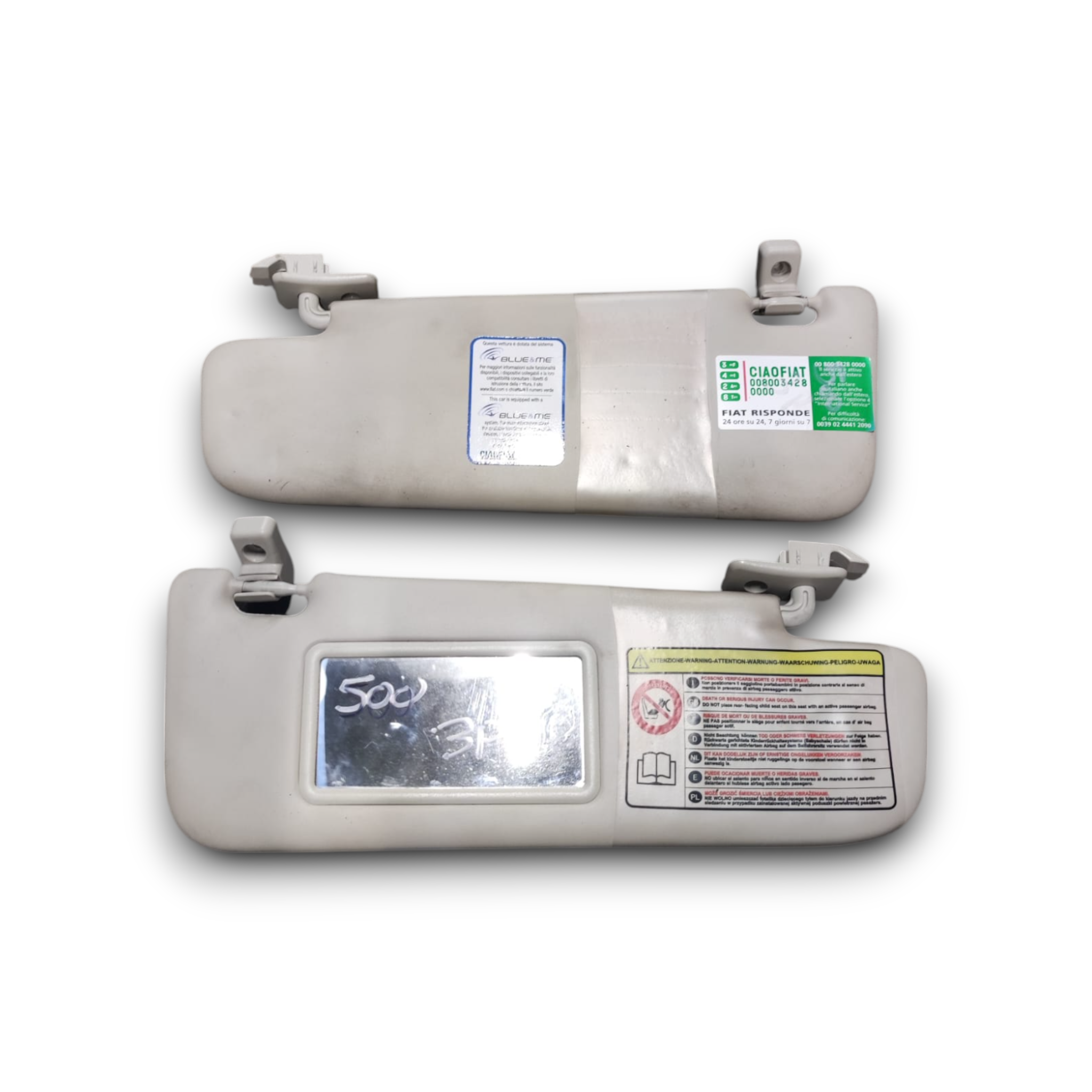 Coppia alette parasole fiat 500 3 porte (2007-2015) - BIBA-RICAMBI
