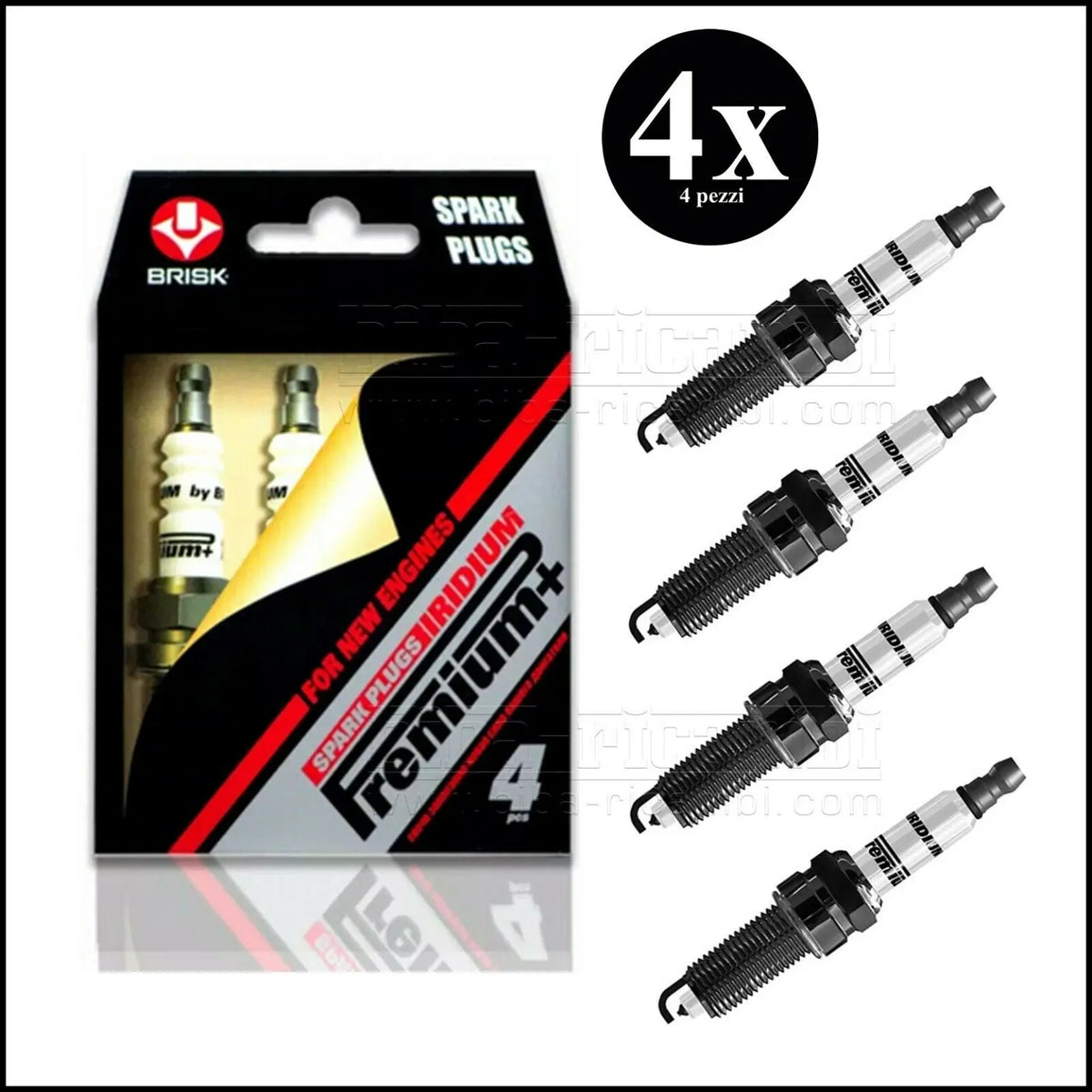 Kit 4 Candele Brisk Iridium Premium P38 Adattabile Abarth Grande Punto dal 2005> BIBA-RICAMBI