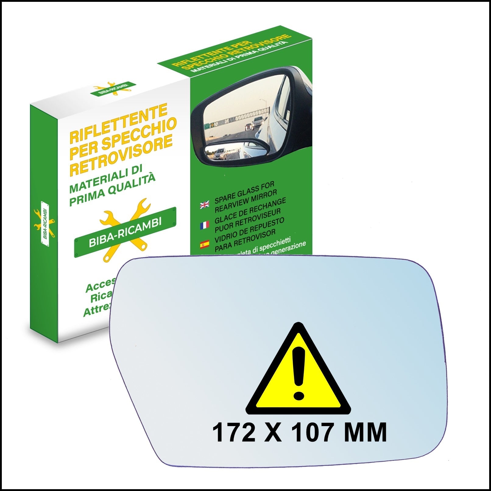 Vetro Specchio Retrovisore Lato DX Compatibile Per Citroen XM (172x107mm) BIBA-RICAMBI