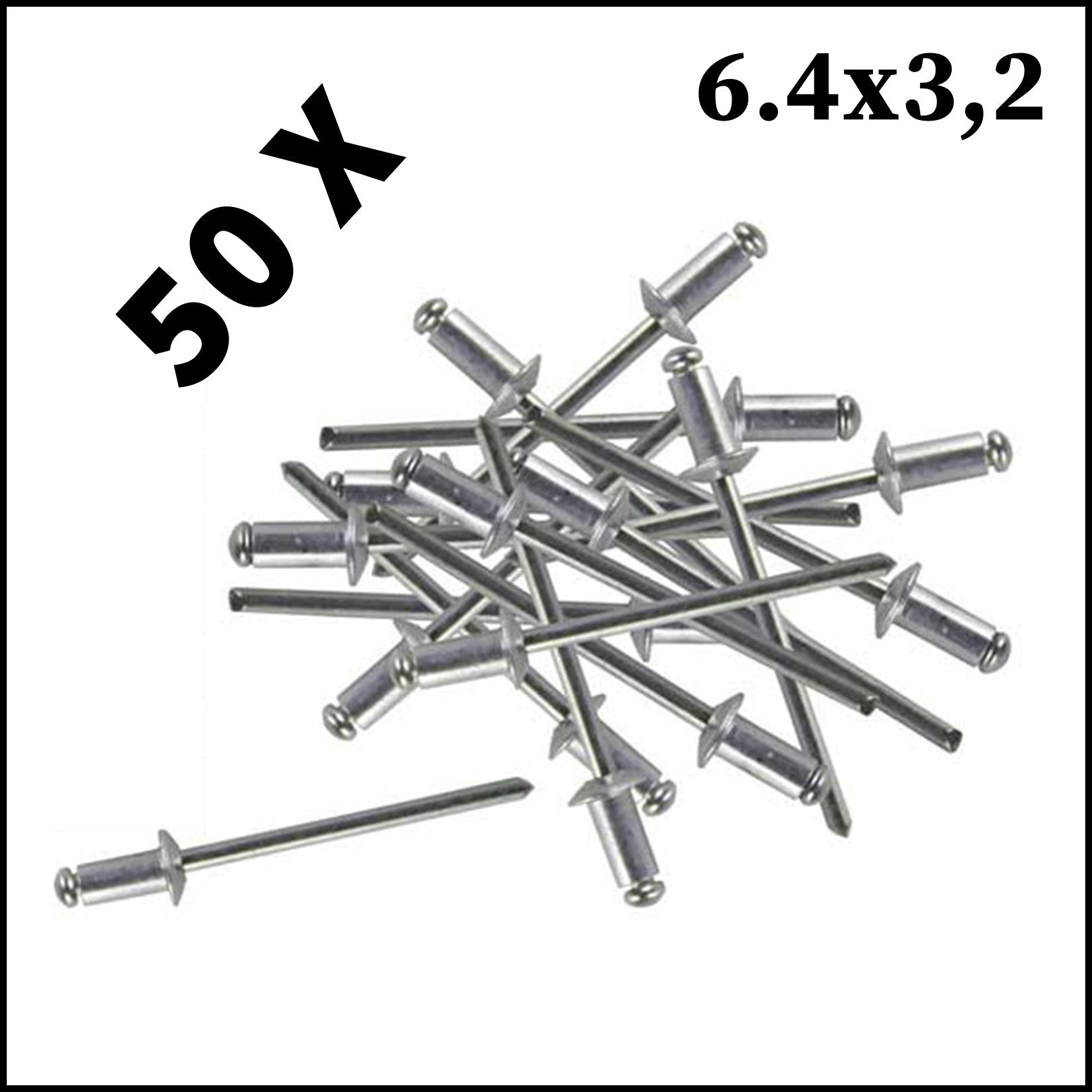 G. Assortimento 50 Rivetti In Alluminio 6.4 x 3.2 mm BIBA-RICAMBI