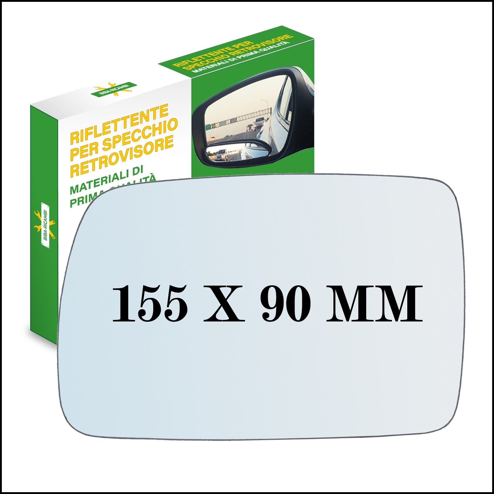 Vetro Specchio Retrovisore Lato DX Compatibile Per Alfa Romeo 155 dal 1992-1997 BIBA-RICAMBI