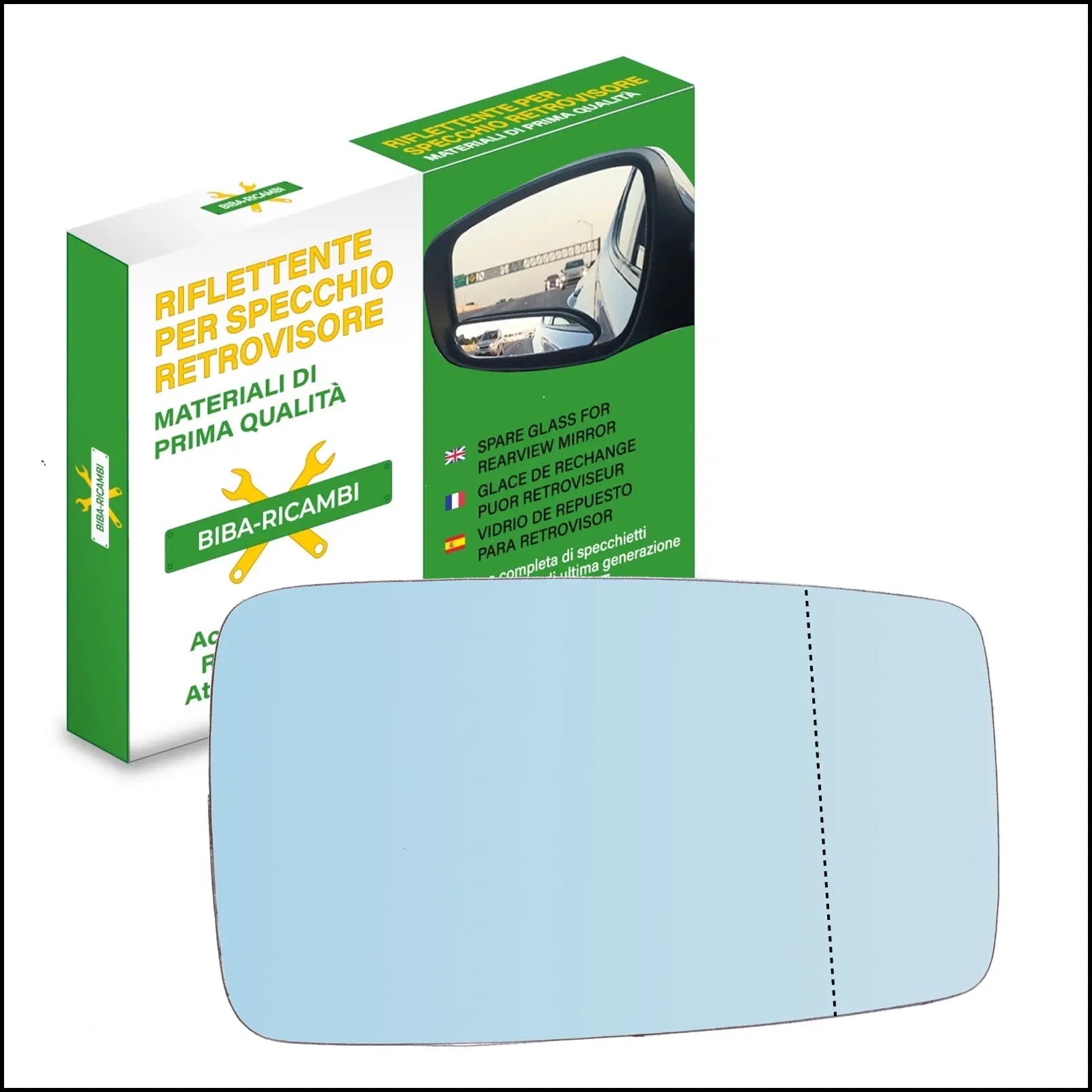 Vetro Specchio Retrovisore Azzurrato Asferico DX Compatibile Per Audi 80 dal 1984-1994 BIBA-RICAMBI
