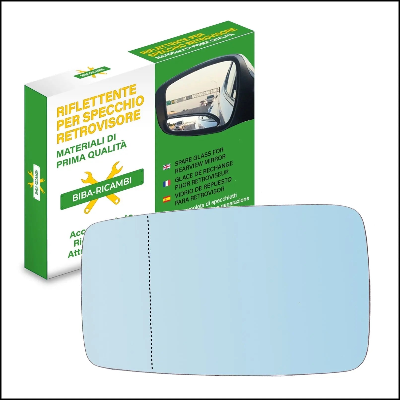 Vetro Specchio Retrovisore Azzurrato Asferico SX Compatibile Per Audi 80 dal 1984-1994 BIBA-RICAMBI