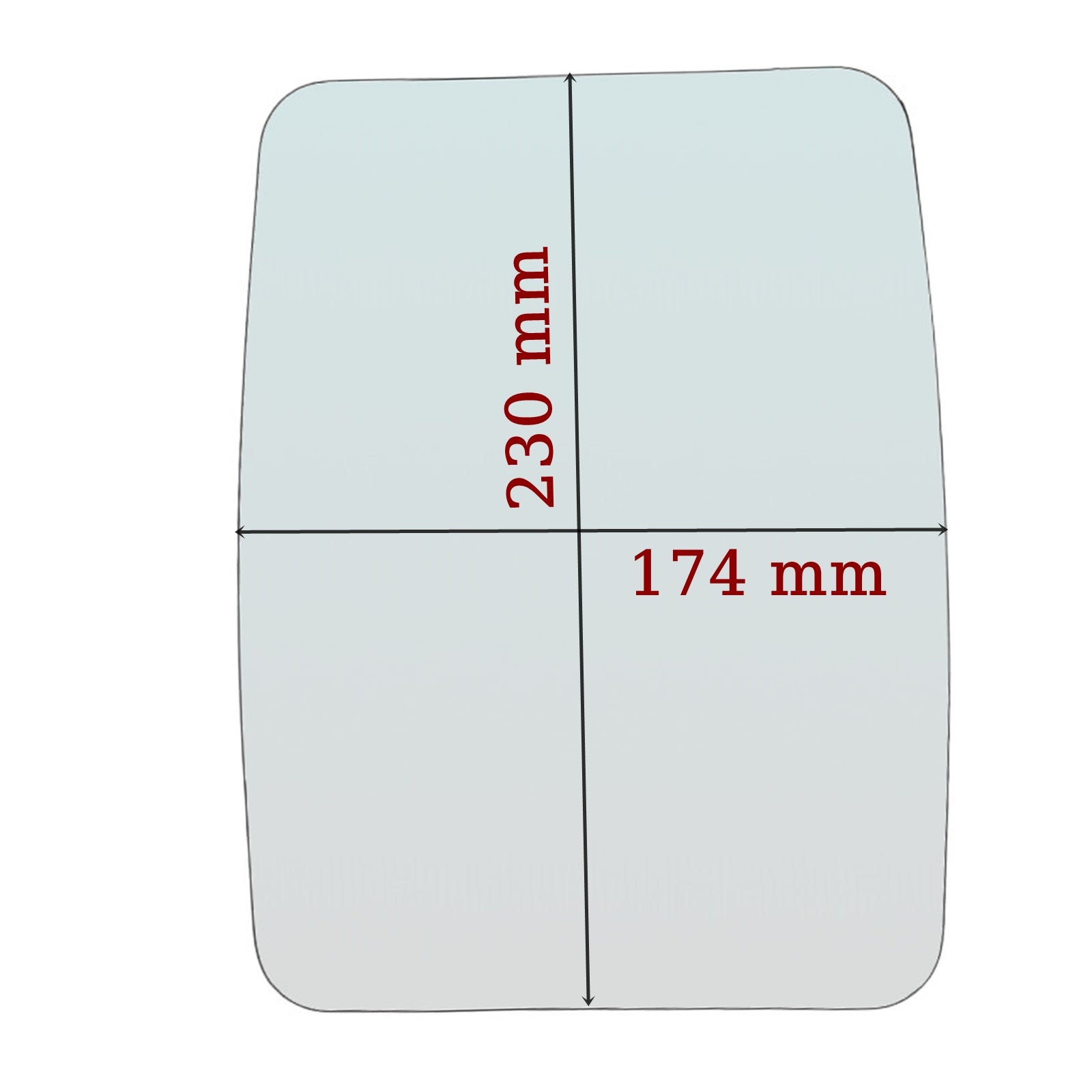 Vetro Specchietto Esterno Universale Lato DX Per Trattori (230x174mm)