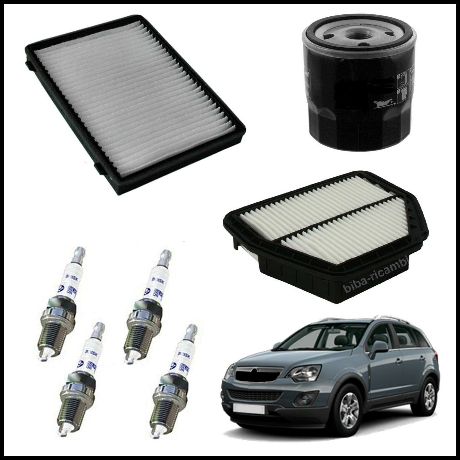 Kit Tagliando Filtri | Candele Per Opel Antara 2.400 104kw/141cv dal 2006> (Solo Benzina-No GPL/Metano) BIBA-RICAMBI