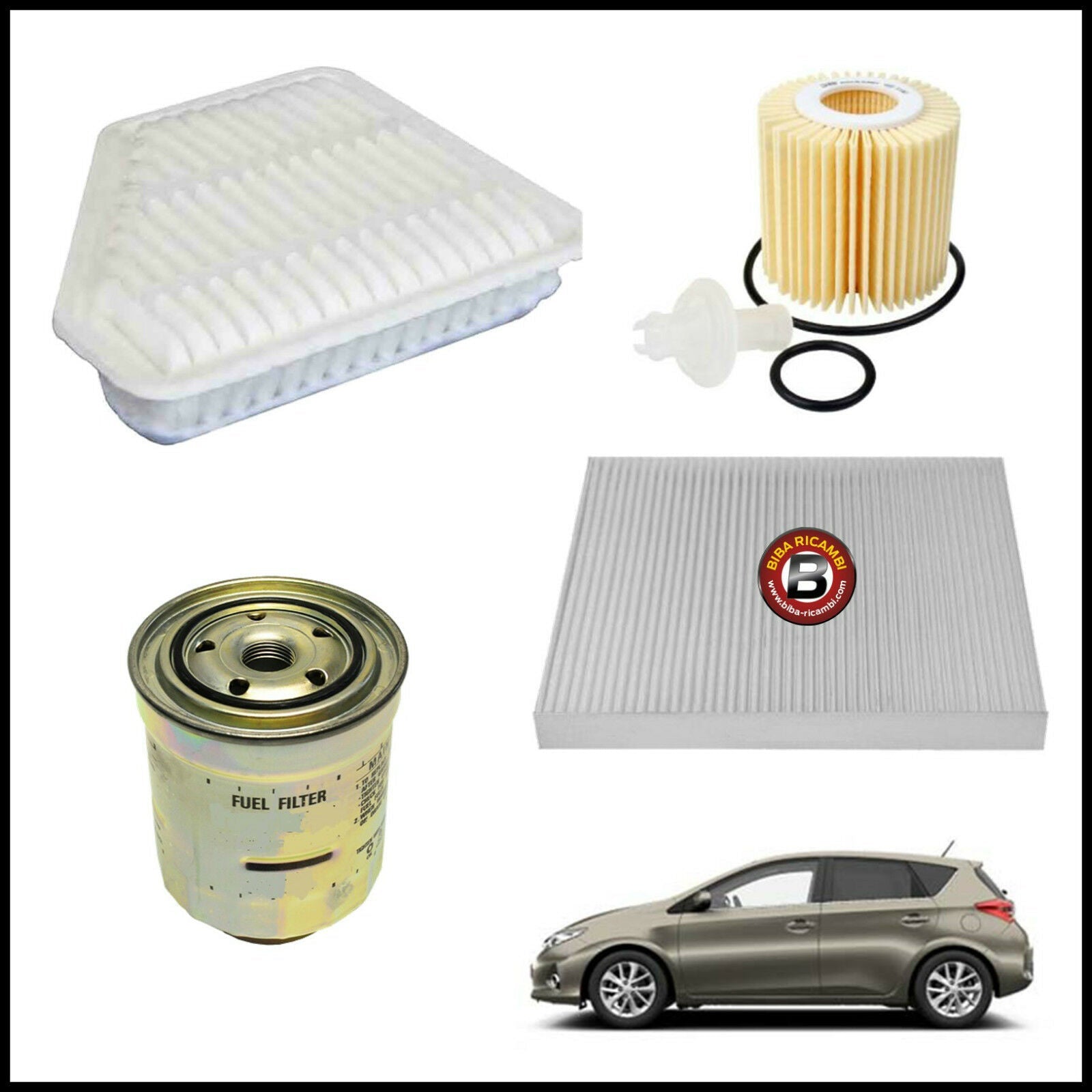 Kit Tagliando Filtri Per Toyota Auris 1.400 D-4D 66kw/90cv dal 2012> BIBA-RICAMBI