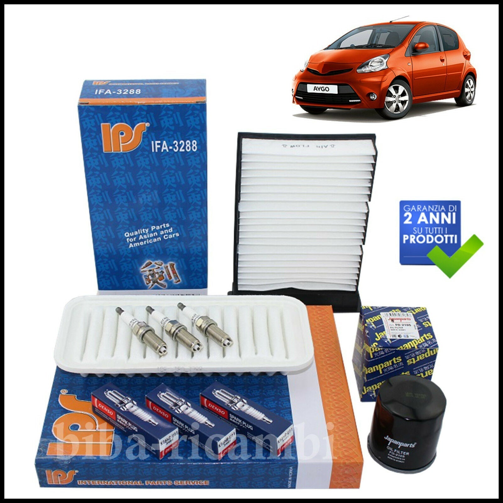 Kit Tagliando Filtri | Candele Per Toyota Aygo 1.000 51kw/68cv dal 2005> BIBA-RICAMBI