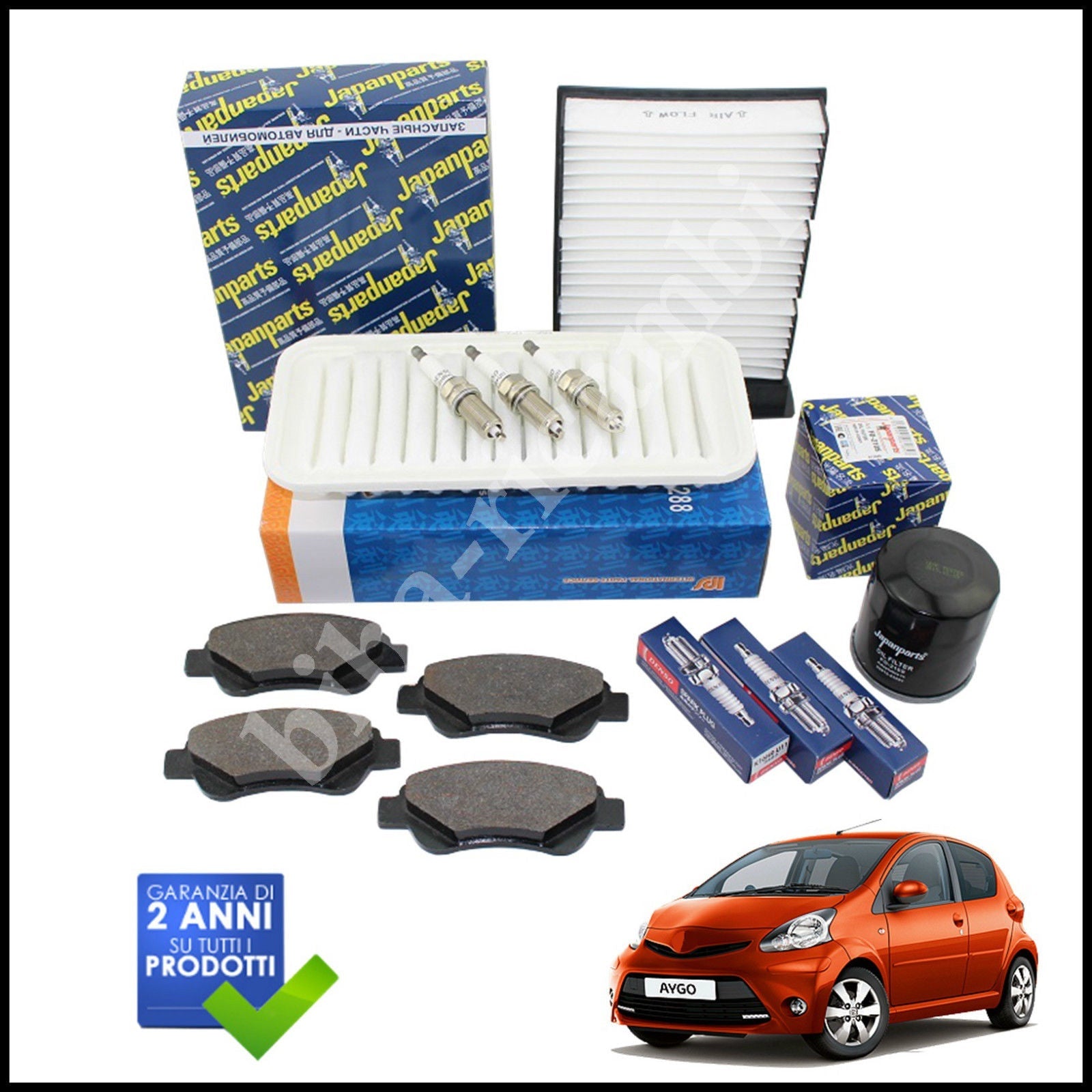 Kit Tagliando Filtri | Candele | Pastiglie Per Toyota Aygo 1.000 50kw/68cv dal 2005> BIBA-RICAMBI