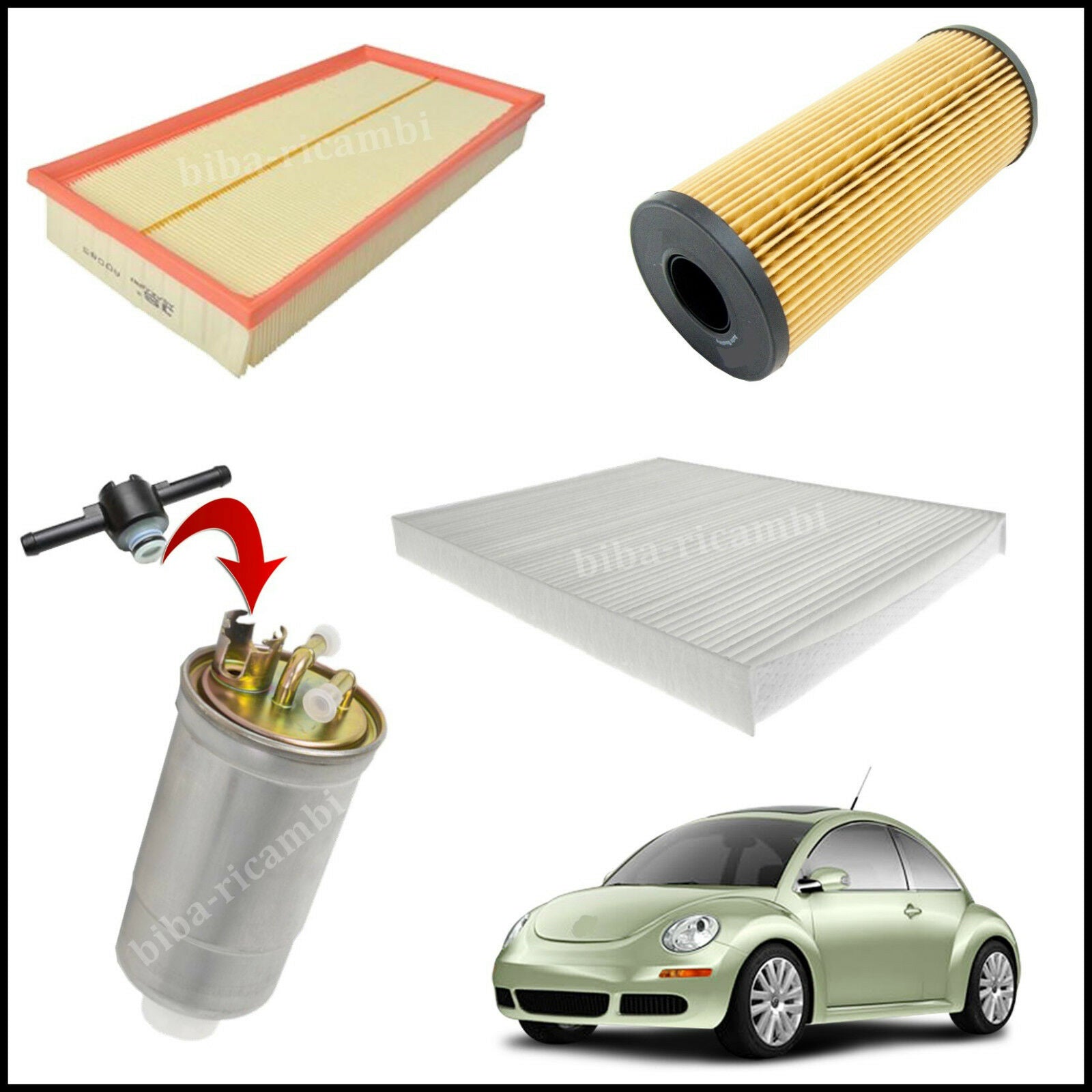 Kit Tagliando Filtri Per Volkswagen New Beetle 1.900 TDI 77kw/105cv dal 2005> BIBA-RICAMBI