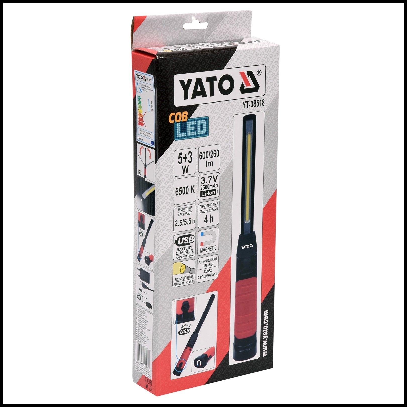 A. LAMPADA PER LAVORO PROFESSIONALE ULTRA SOTTILE CON LED ALD ALTA LUMINOSITA 600 LM COB LED BIBA-RICAMBI