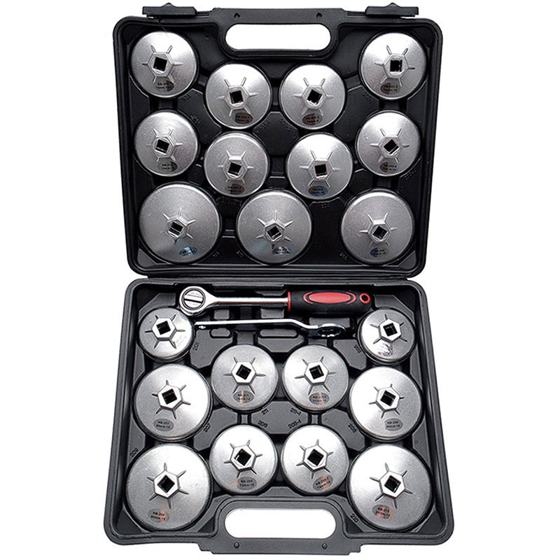 Set 23 Pz Chiavi A Tazza Per Filtri Olio In Alluminio Pressofuso Art.BGS1035 BIBA-RICAMBI
