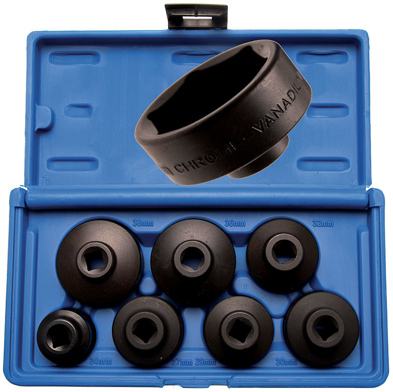 Set 7 Pz Chiavi A Tazza Per Filtro Olio Esagonali 3/8" 24 | 27 | 29 | 30 | 32 | 36 | 38 mm BIBA-RICAMBI