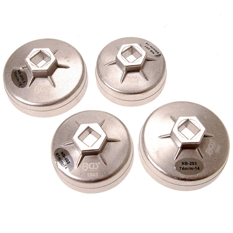 Set 4 Pz Chiavi A Tazza Per Filtri Olio Attacco 1/2" Art.BGS8384 BIBA-RICAMBI