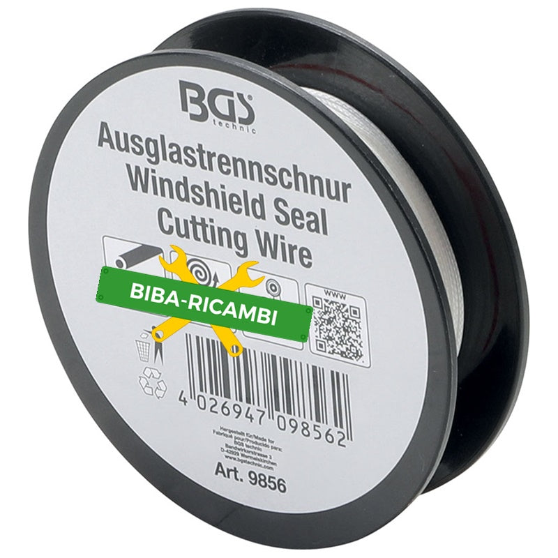 Filo Per Taglio Guarnizioni Parabrezza 25 Metri | 0.85 mm | 160 daN BGS9856 BIBA-RICAMBI
