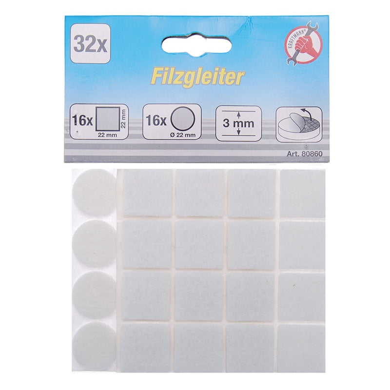 Assortimento 32 Pezzi Feltrini Bianchi art.BGS80860 BIBA-RICAMBI