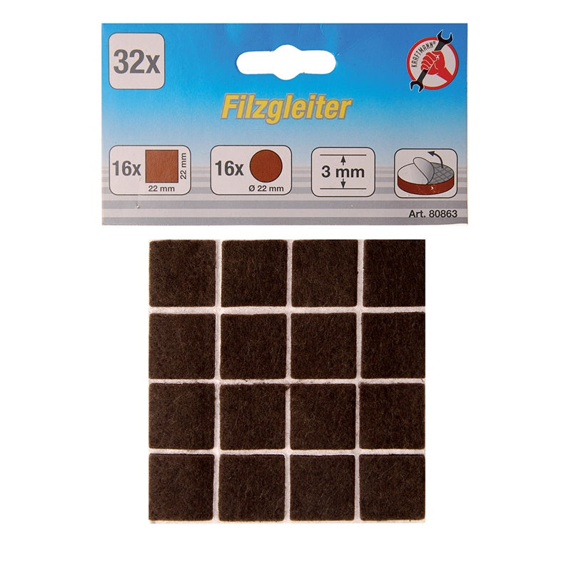 Assortimento 32 Pezzi Feltrini Marroni art.BGS80863 BIBA-RICAMBI