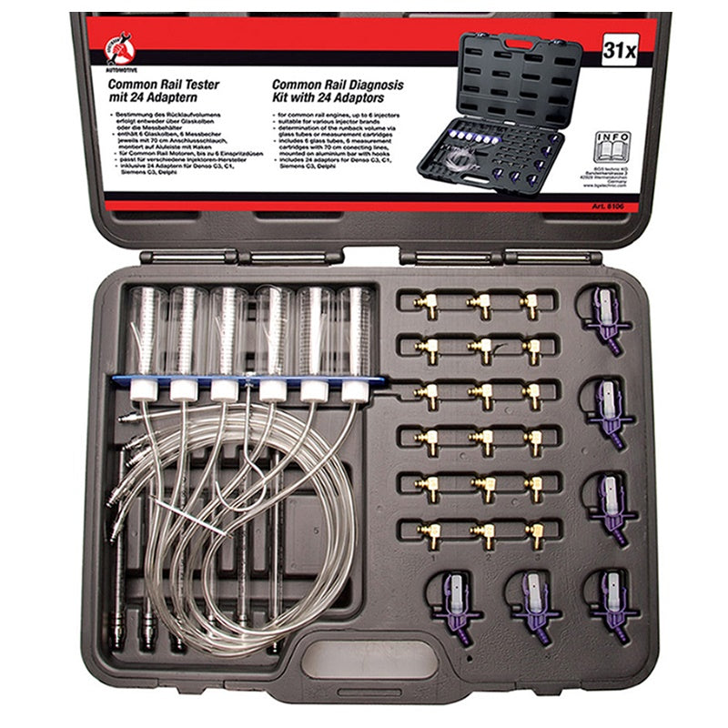 Tester per Common Rail Con 24 Adattatori BGS8106 BIBA-RICAMBI
