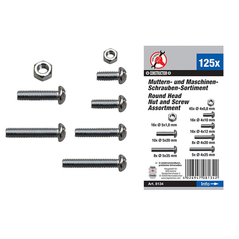 Assortimento 125 Pezzi Dadi e Viti M4 + M5 BIBA-RICAMBI