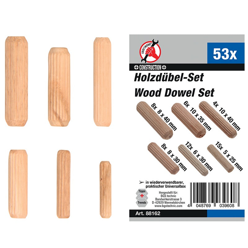 Assortimento 53 Pezzi Spine in Legno art.BGS88162 BIBA-RICAMBI
