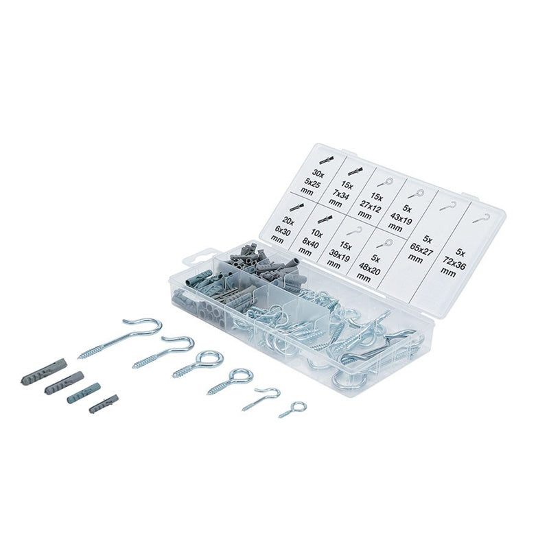 Assortimento 125 Pezzi Ganci ,Occhielli e Tasselli art.BGS88192 BIBA-RICAMBI