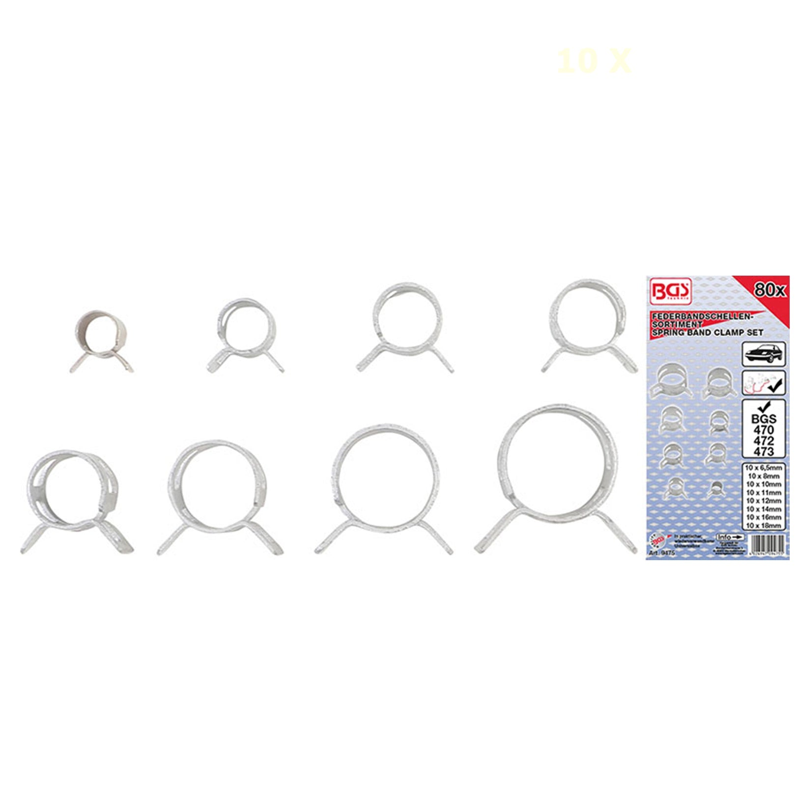 Assortimento 80 Pezzi Fascette a Molla per Tubi art.BGS9475 BIBA-RICAMBI