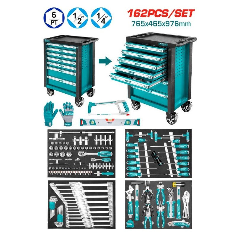 Carrello Porta Attrezzi Con 328 Utensili - 7 Cassetti Marca TOTAL (SOLO RITIRO A MANO) !!!