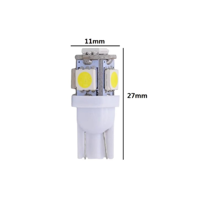 Lampadine Led Luci Posizione Targa Interni Aauto T10 5 SMD W5W Bianco 6000K (2Pezzi) BIBA-RICAMBI
