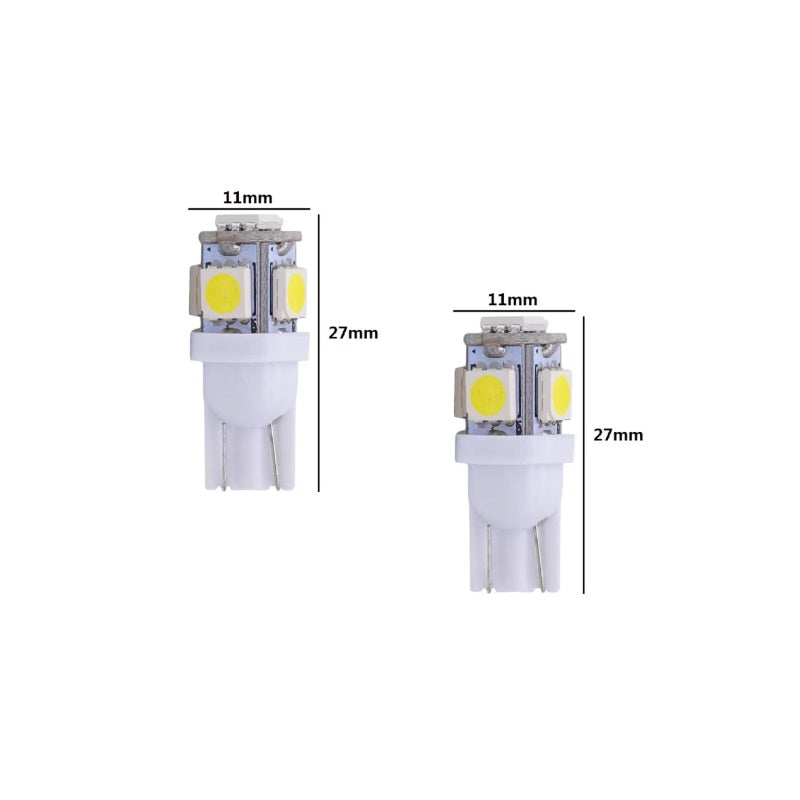 Lampadine Led Luci Posizione Targa Interni Aauto T10 5 SMD W5W Bianco 6000K (2Pezzi) BIBA-RICAMBI