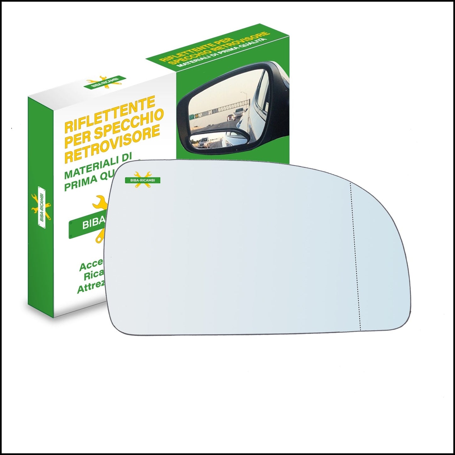 Vetro Specchio Retrovisore Asferico Lato Dx-Passeggero Per Kia Carens II (FJ) dal 2002-2006 BIBA-RICAMBI