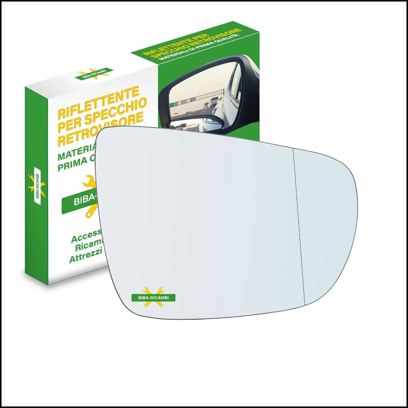 Vetro Specchio Retrovisore Cromato Asferico Lato Dx-Passeggero Per Kia Carens IV dal 2013> BIBA-RICAMBI