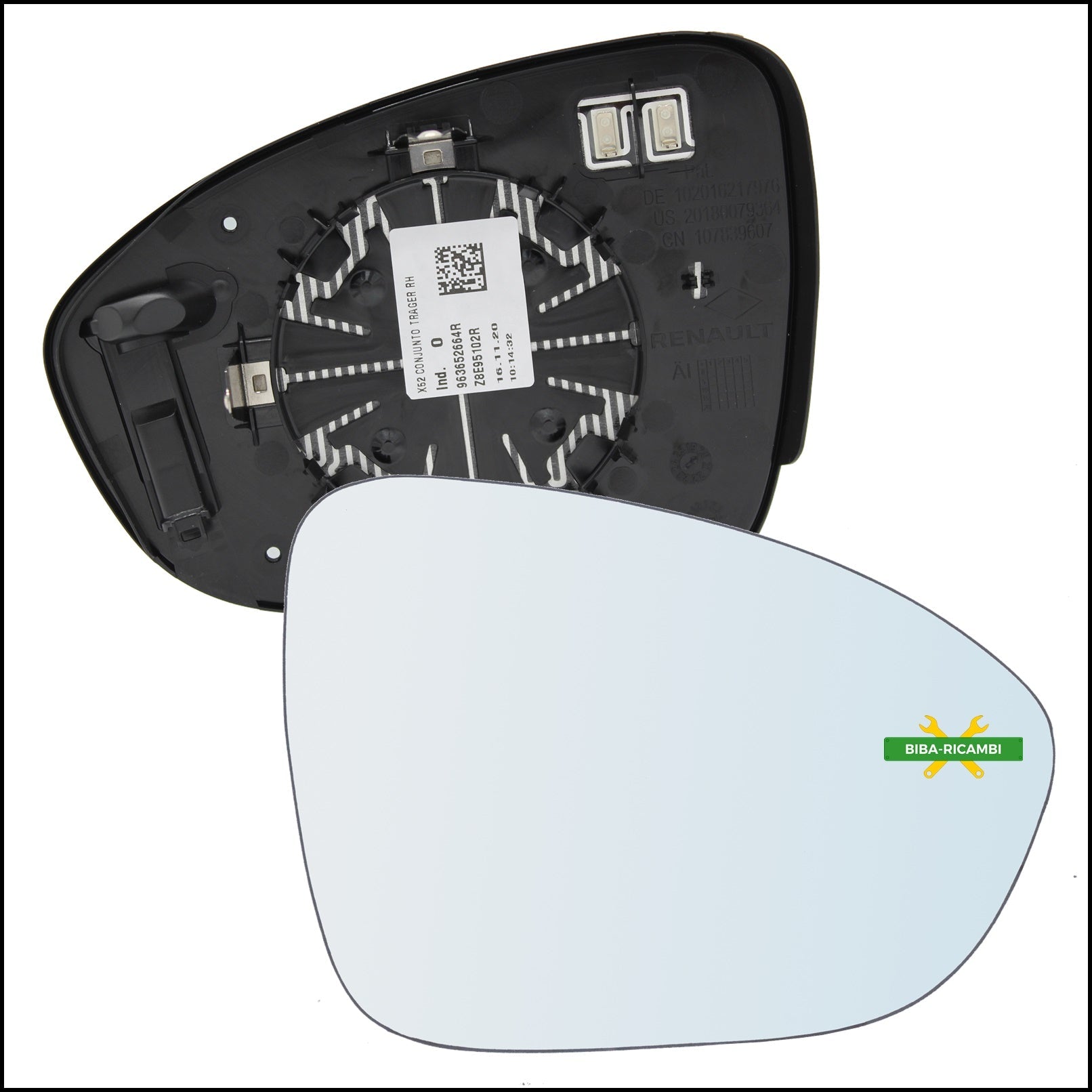 Piastra Retrovisore Termica Lato Dx-Passeggero Per Dacia Sandero III dal 2021> BIBA-RICAMBI
