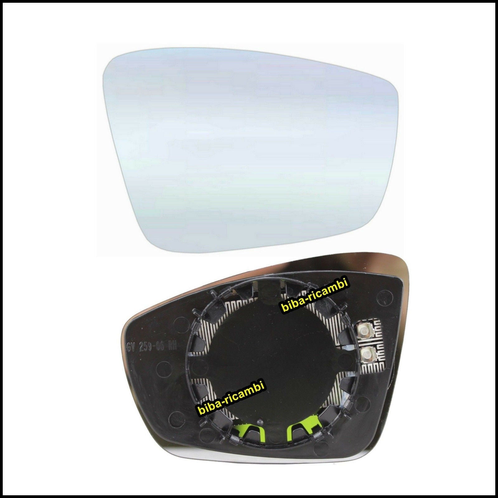Piastra Specchio Retrovisore Termica Lato Dx-Passeggero Per Skoda CITIGO dal 2011> BIBA-RICAMBI