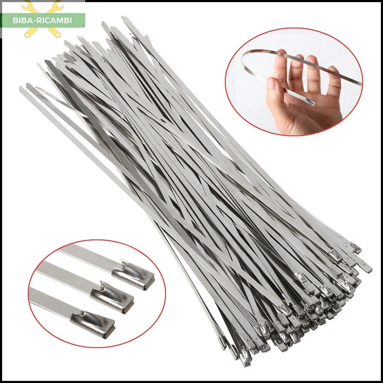 Fascette Fascetta inox panduit cuffie giunti semiasse (370×7,9mm) 10 pezzi attrezzi officina PANDUIT