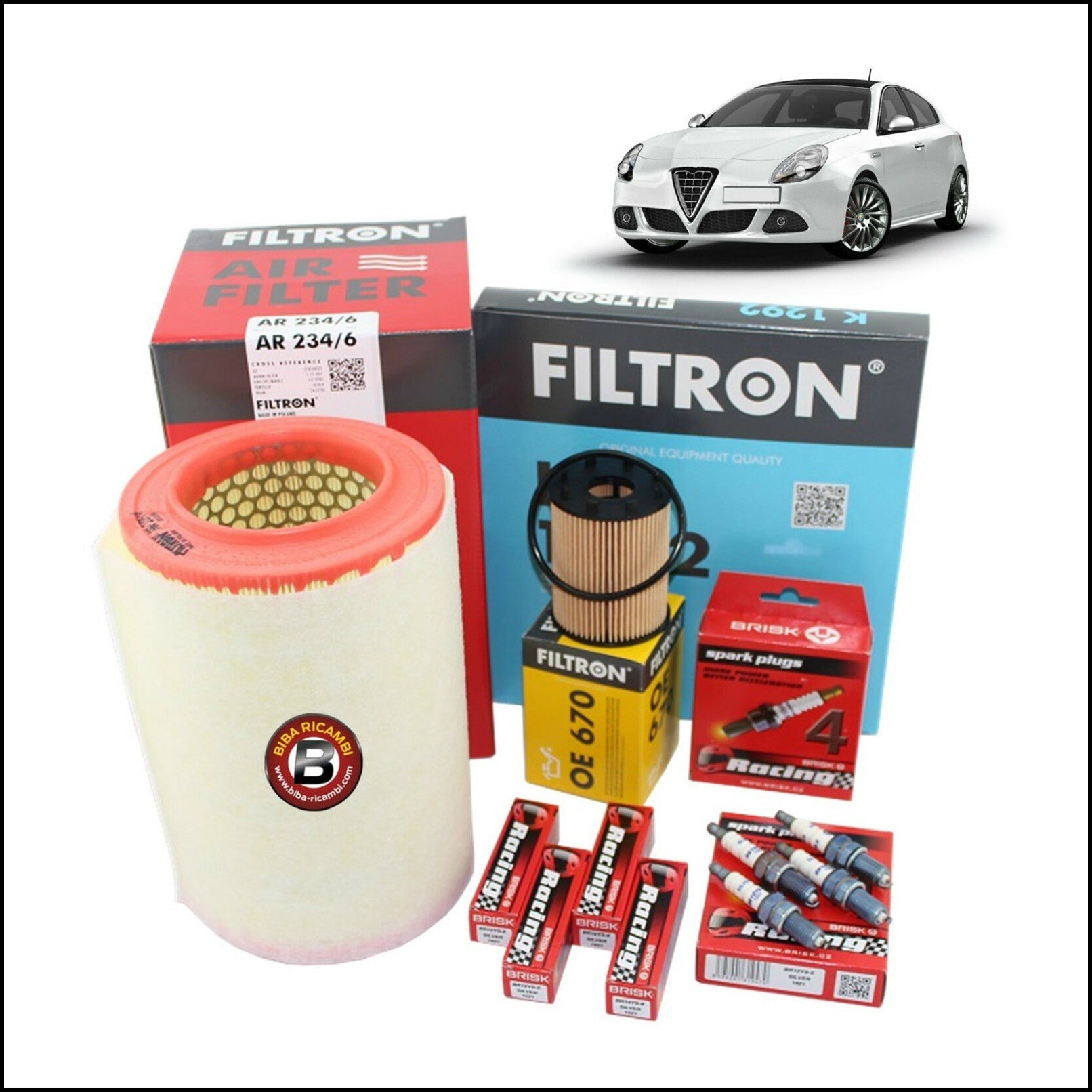 Kit Tagliando Filtri | Candele Per Alfa Romeo Giulietta 1.400 TB 88kw/120cv dal 2010> BIBA-RICAMBI