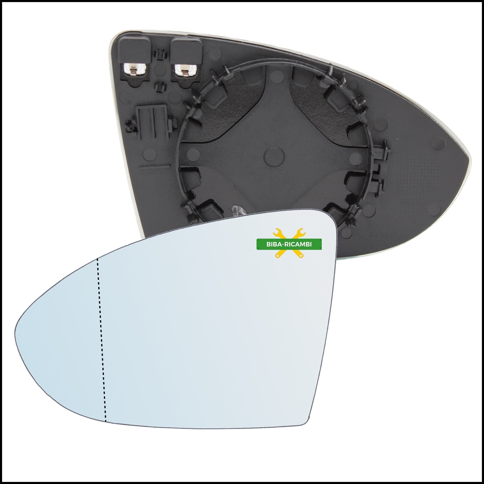 Piastra Specchio Completa Di Vetro Termico Asferico Lato Sx-Guidatore Per VW Golf VIII (CD1) dal 2019> BIBA-RICAMBI