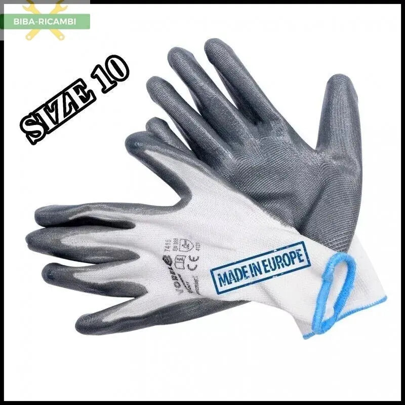Guanti Da Lavoro Spalmati Nylon Nitrile Misura 10' BIBA-RICAMBI