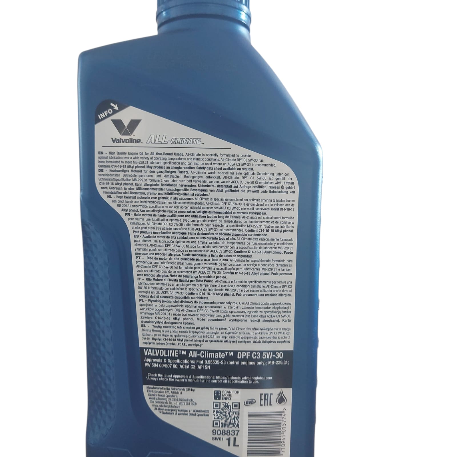 X. Valvoline Olio Motore ALL CLIMATE DPF 5W30 504.00 / 507.00 Specifico Gruppo VAG