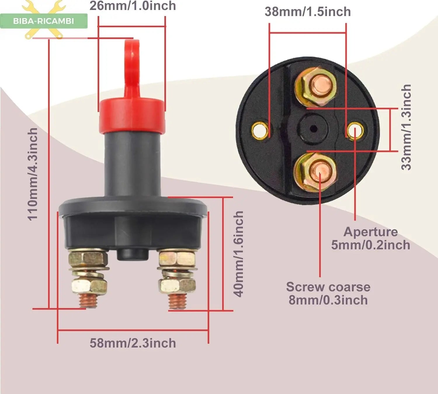 Interruttore Antifurto Stacca Batteria Auto Universale 12V 300A BIBA-RICAMBI