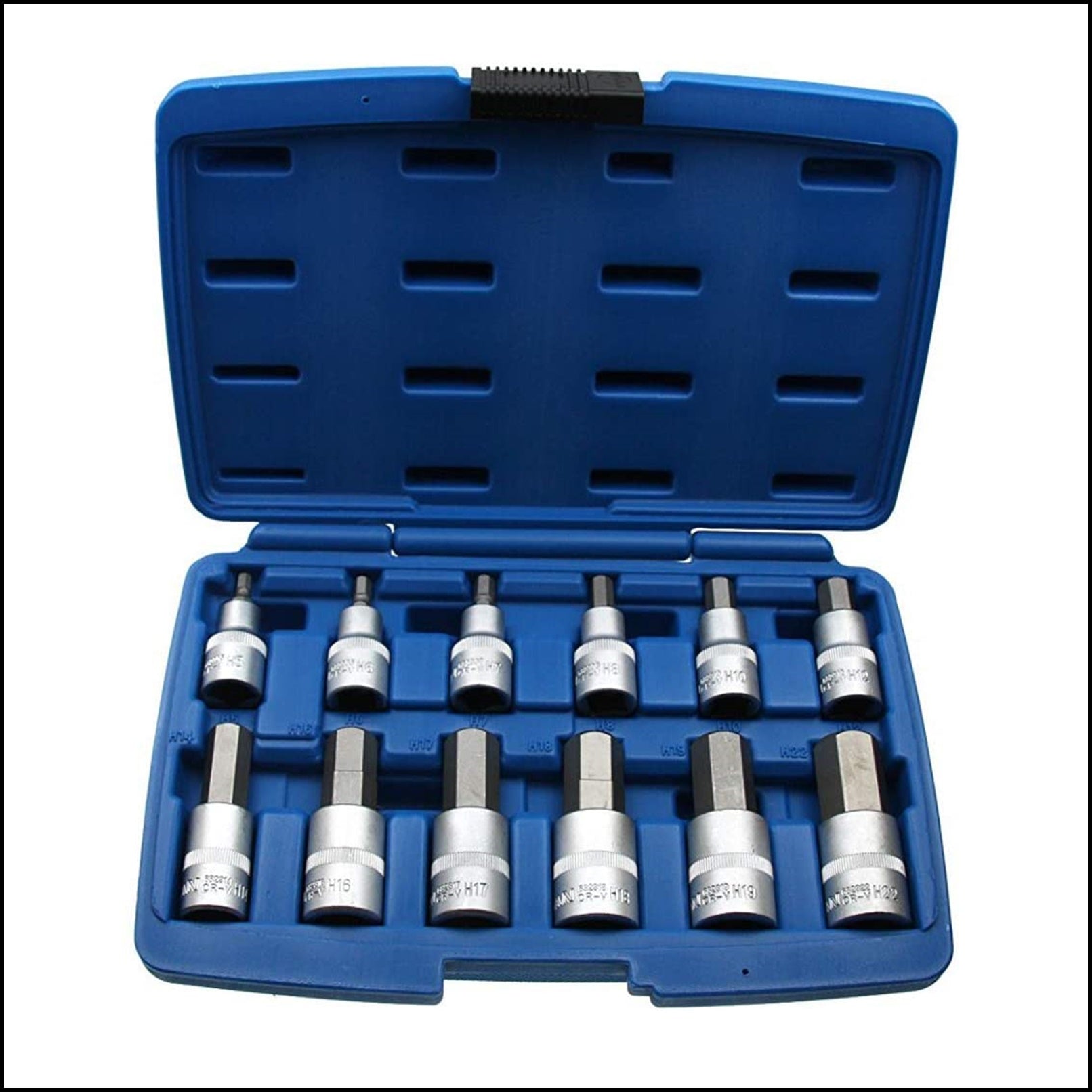 A. Chiavi a bussola da 5 a 22 mm, attacco da 1/2" (12,7 mm), in acciaio al cromo-vanadio 12 pezzi BIBA-RICAMBI