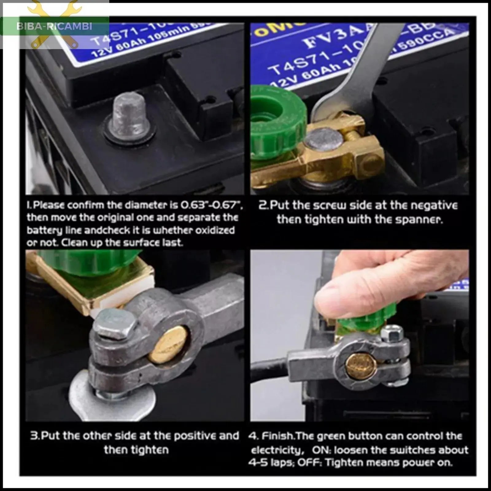 Morsetto Stacca batteria antifurto stacca batteria auto barca camper 12/24V BIBA-RICAMBI